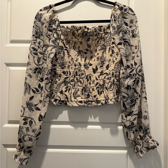 Tops - Floral Print Smocked Top